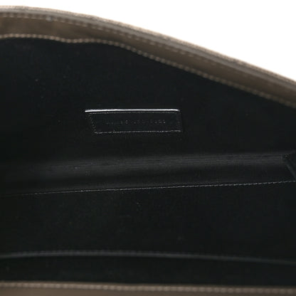 Saint Laurent Grain De Poudre Textured Mixed Matelasse Triquilt Monogram Clutch Piombo 5 of 10