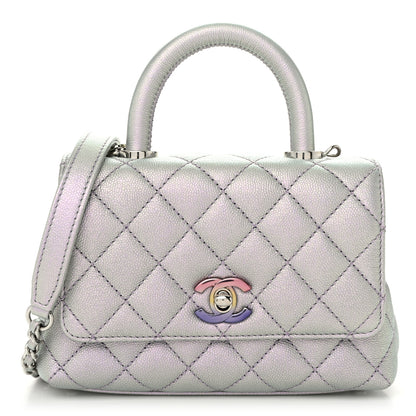 Chanel Iridescent Caviar Quilted Extra Mini Coco Handle Flap Light Blue 1 of 11