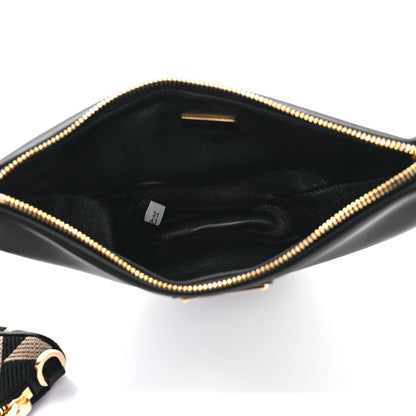 Prada Jacquard Calfskin Triangolo Symbole Embroidered Mini Triangle Double Bag Black Corda 5 of 9