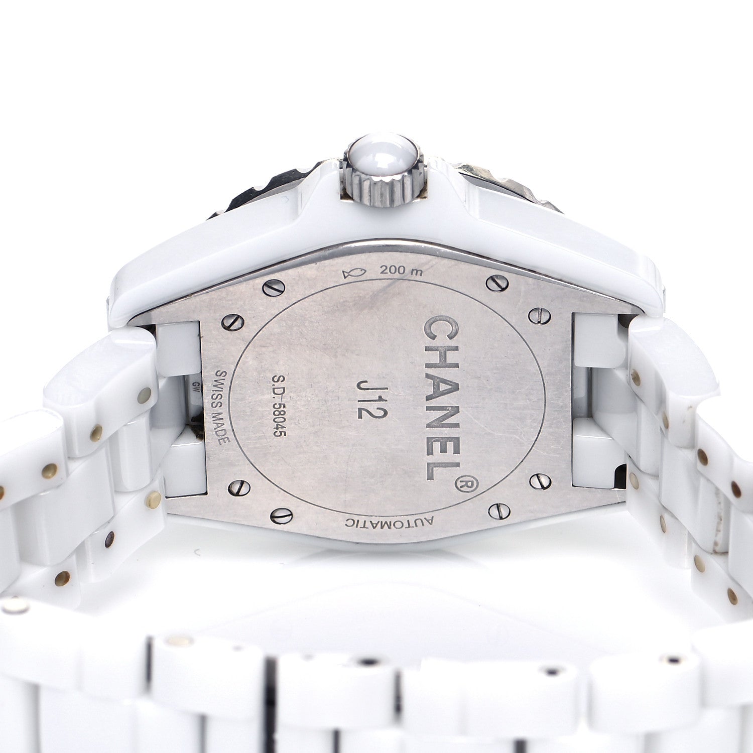 Chanel Stainless Steel Ceramic Diamond Dial 38mm J12 Automatic Watch White 4 of 5
