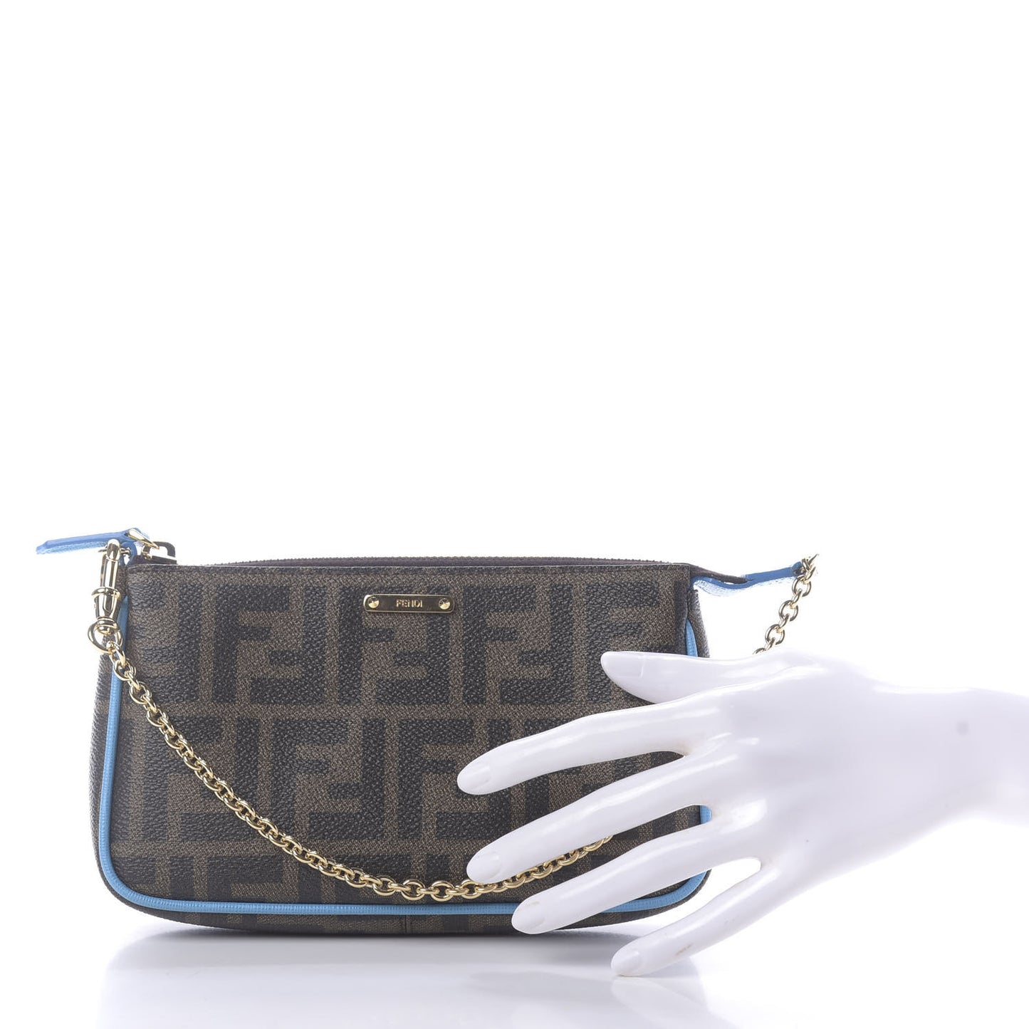 Zucca Spalmati Vitello Elite Pochette Tobacco Turchese