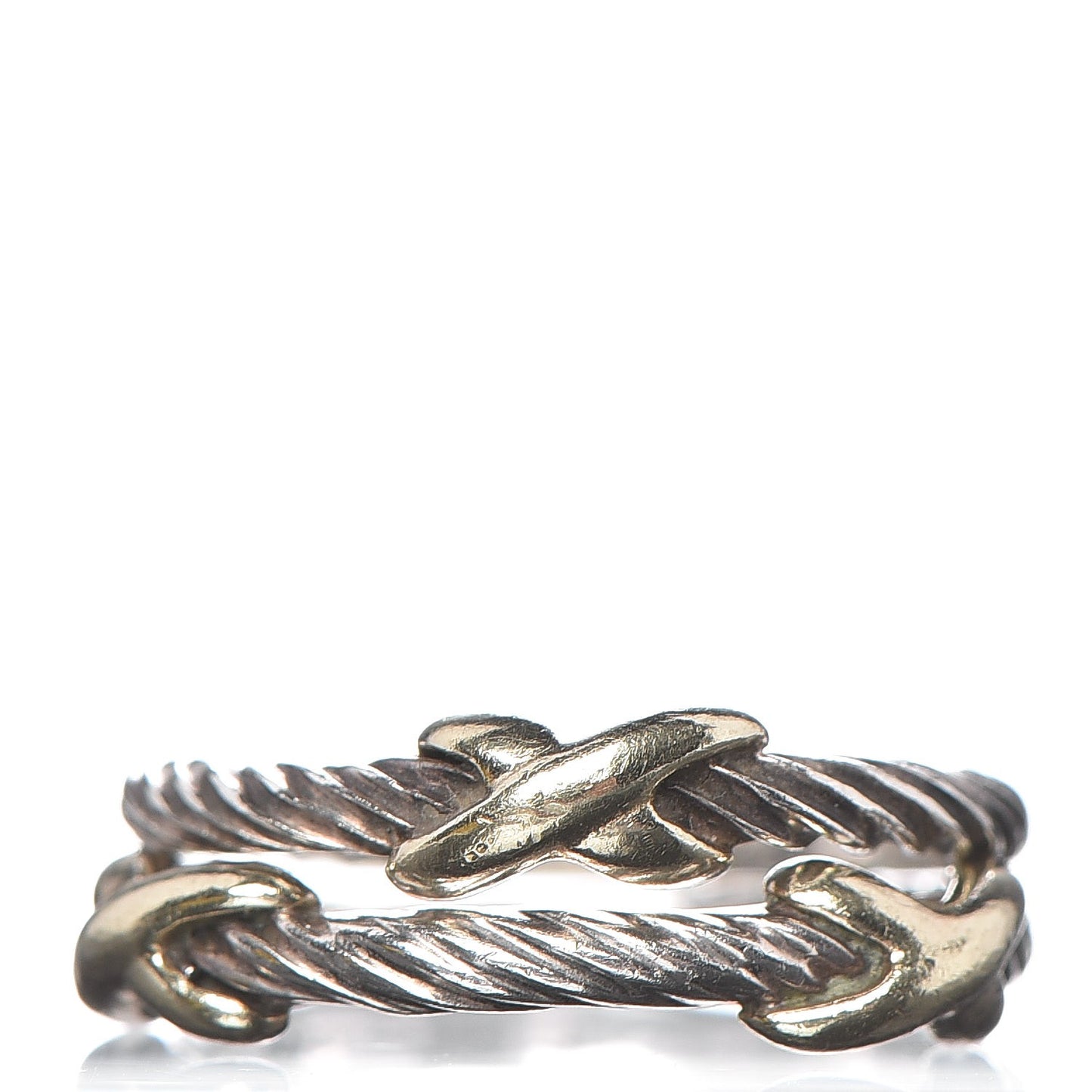 Sterling Silver 14K Yellow Gold Stackable X Crossover Rings Set of 2 50 5.25