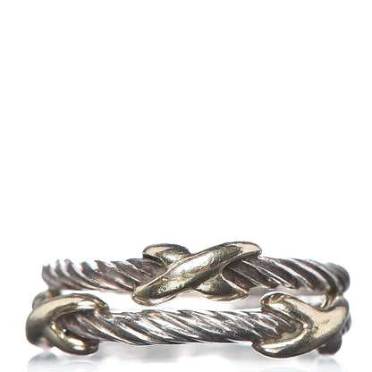 David Yurman Sterling Silver 14K Yellow Gold Stackable X Crossover Rings Set of 2 50 5.25 1 of 6