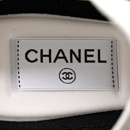 Chanel Nylon Suede Kidskin Calfskin Logo Sneakers 39 White Black 7 of 12