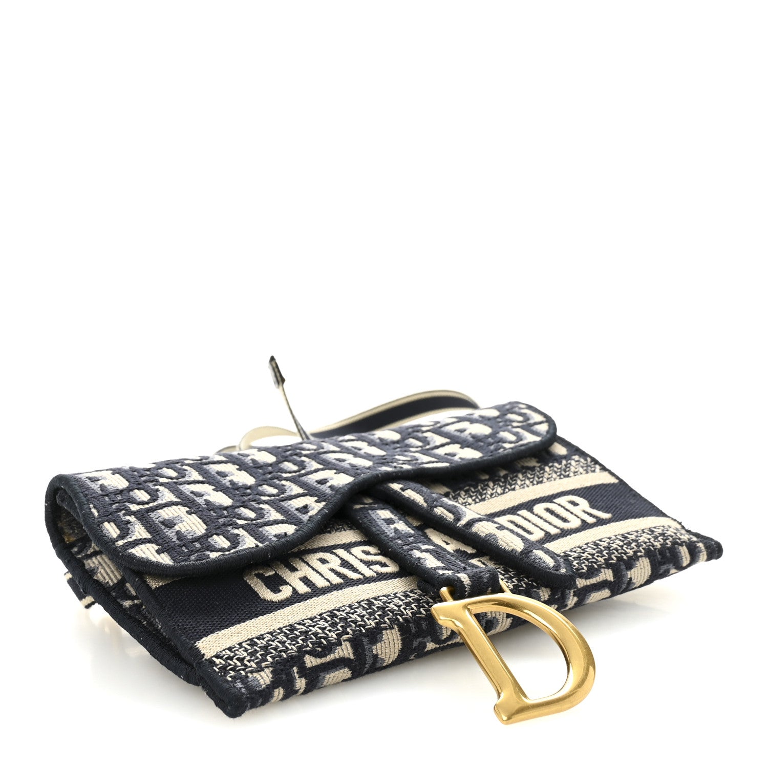 Christian Dior Oblique Slim Saddle Pouch Blue 4 of 11