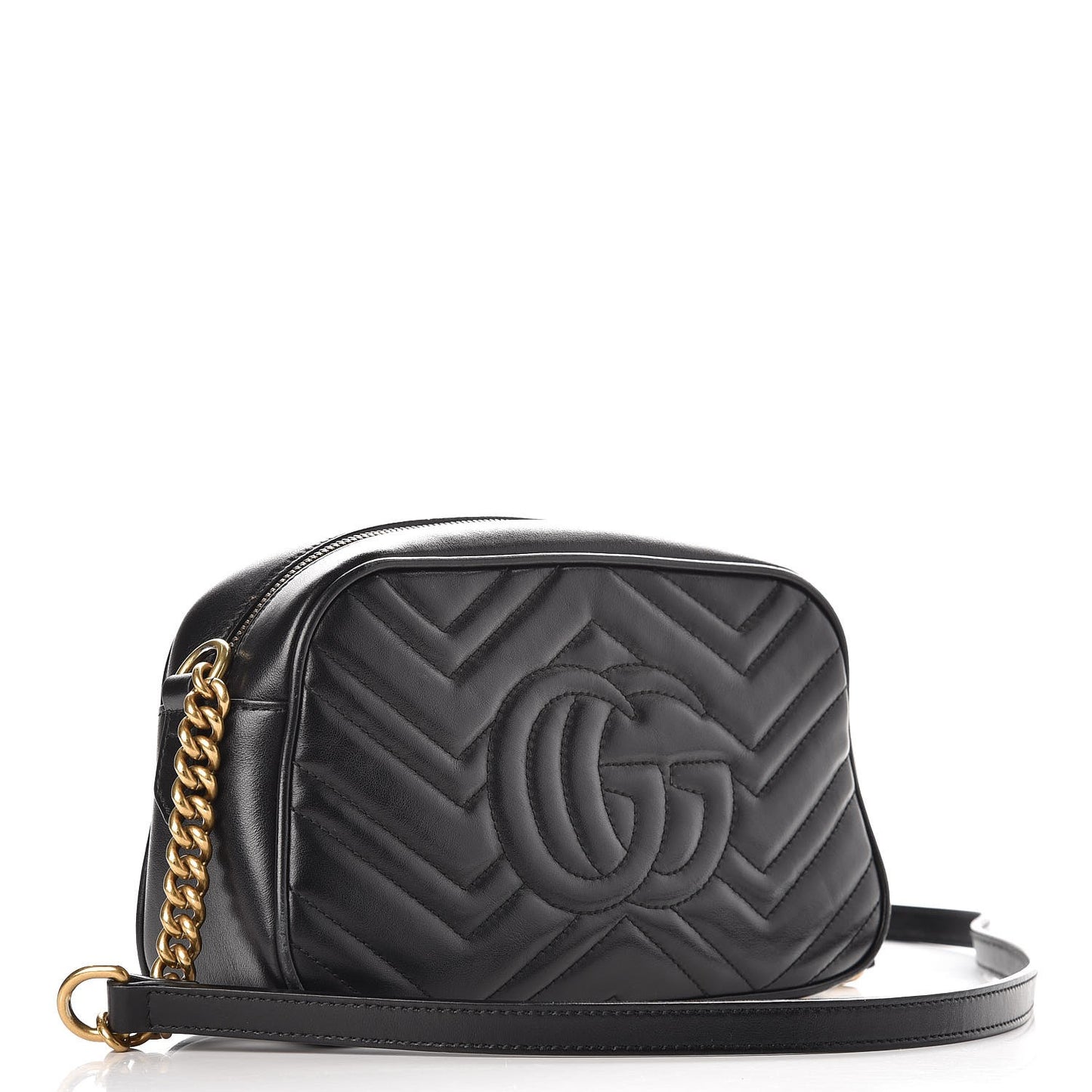 Calfskin Matelasse Small GG Marmont Chain Shoulder Bag Black