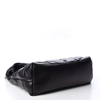 Saint Laurent Lambskin Quilted Medium Loulou Puffer Monogram Chain Satchel Black 3 of 10