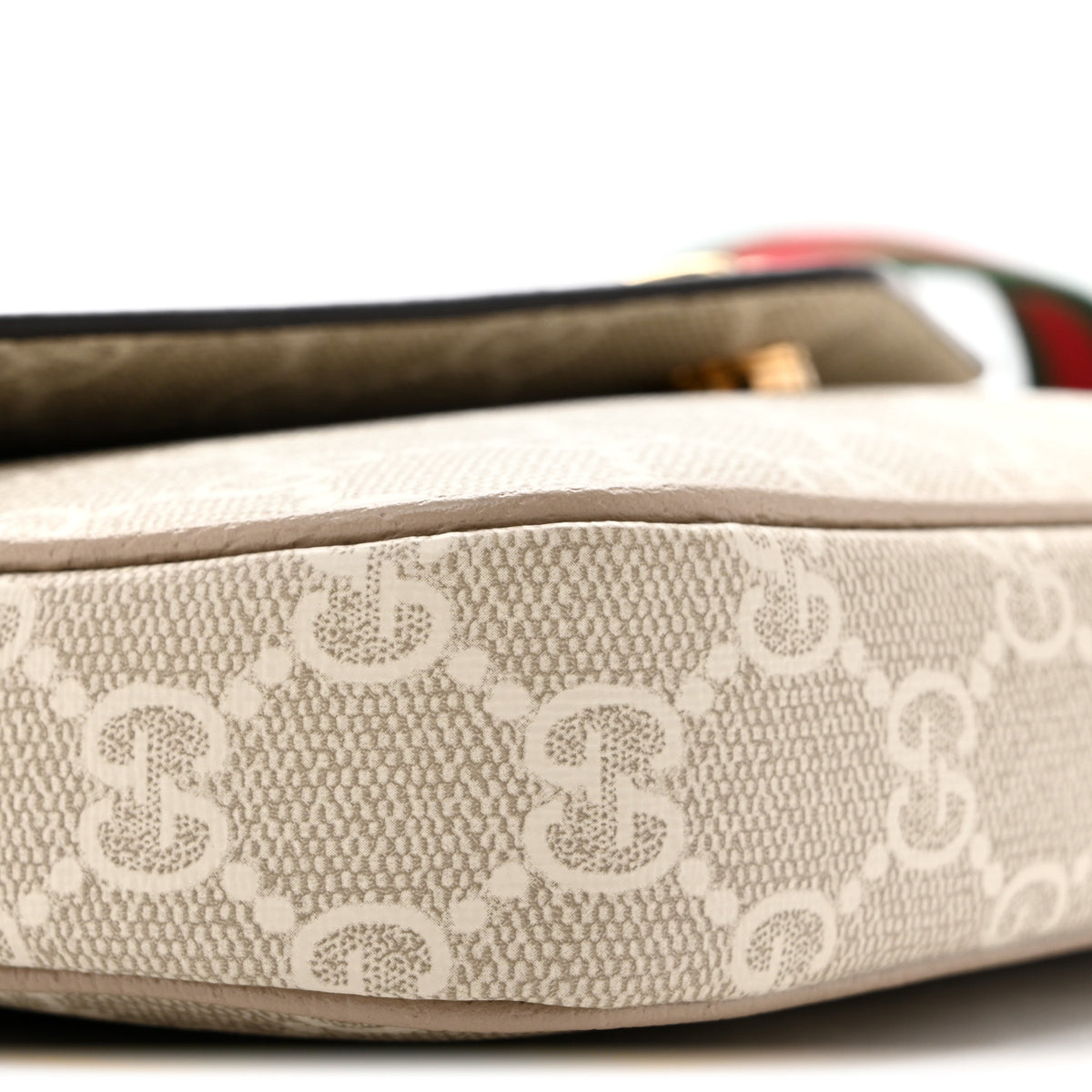 Gucci GG Supreme Monogram Textured Dollar Calfskin Web Mini Ophidia Envelope Shoulder Bag Beige Mystic White Oatmeal 9 of 13