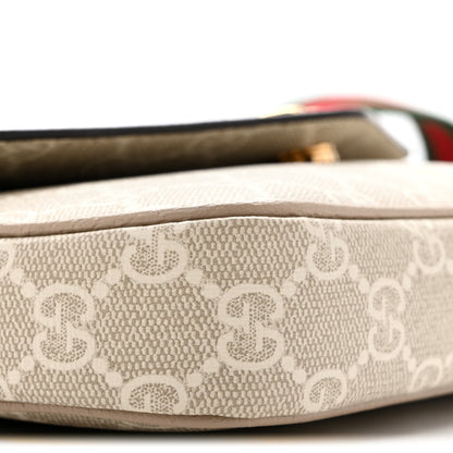 Gucci GG Supreme Monogram Textured Dollar Calfskin Web Mini Ophidia Envelope Shoulder Bag Beige Mystic White Oatmeal 9 of 13