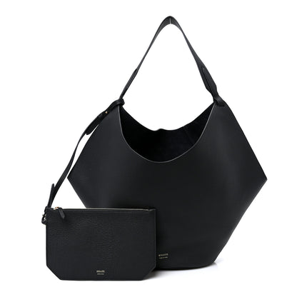 Khaite Pebbled Sport Calfskin Medium Lotus Tote Black 2 of 10