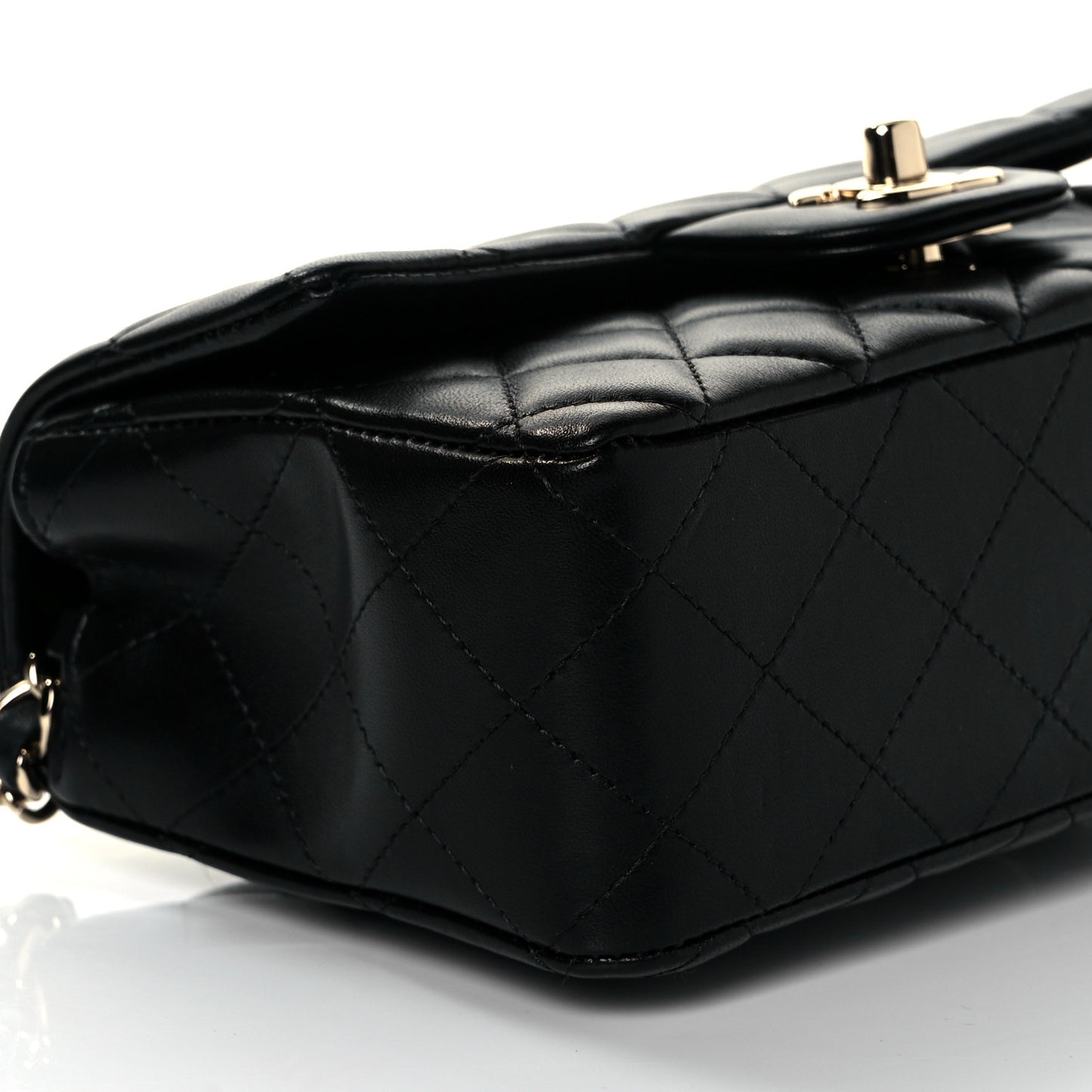 Lambskin Quilted Mini Rectangular Flap Black