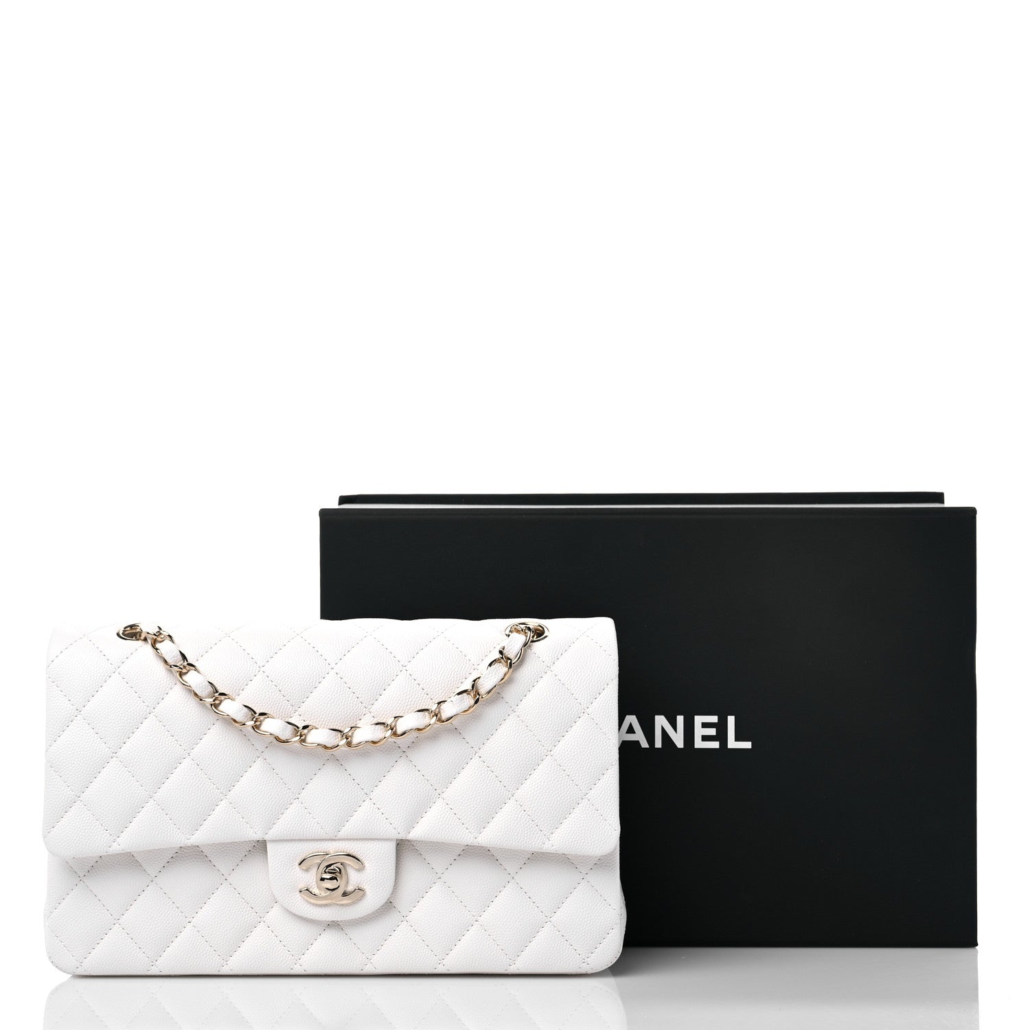 Chanel Caviar Quilted Medium Double Flap White 10 of 10