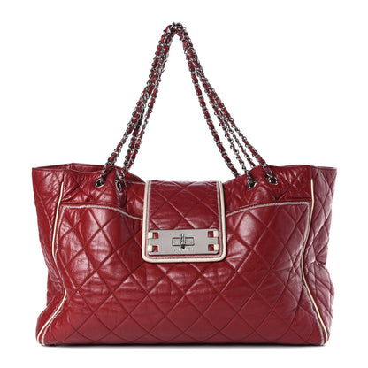 Chanel Lambskin Quilted East West Large Tote Red 1 of 12