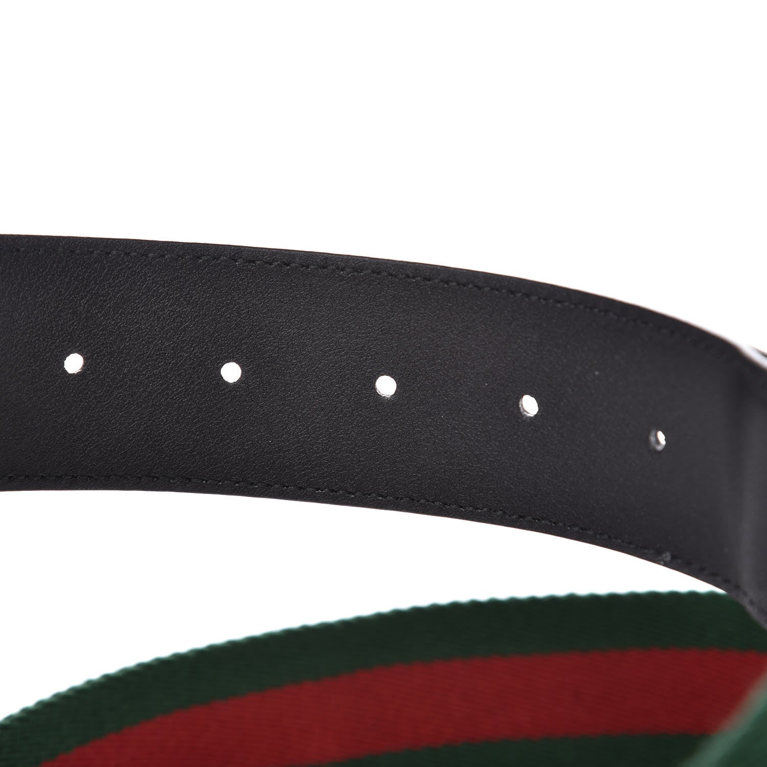 Gucci Nylon Calfskin Double G Web 40mm Belt 85 34 Green Red Black 5 of 7