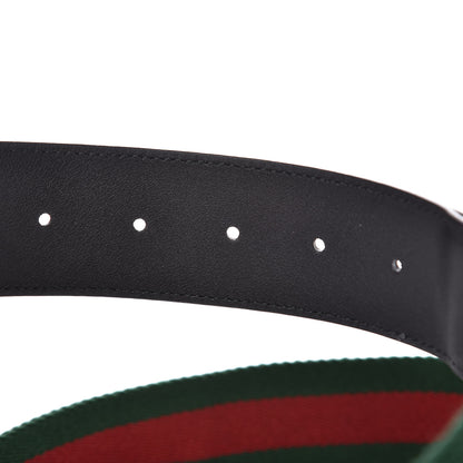 Gucci Nylon Calfskin Double G Web 40mm Belt 85 34 Green Red Black 5 of 7