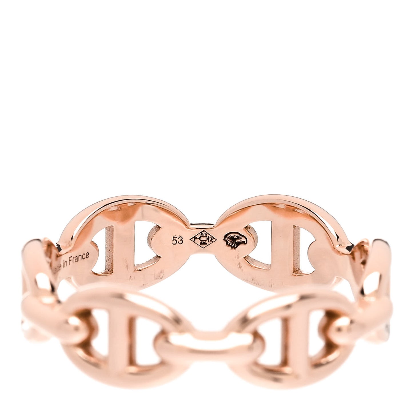18K Rose Gold PM Chaine D'Ancre Enchainee Ring 53 6.5