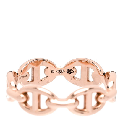 Hermes 18K Rose Gold PM Chaine D'Ancre Enchainee Ring 53 6.5 6 of 9