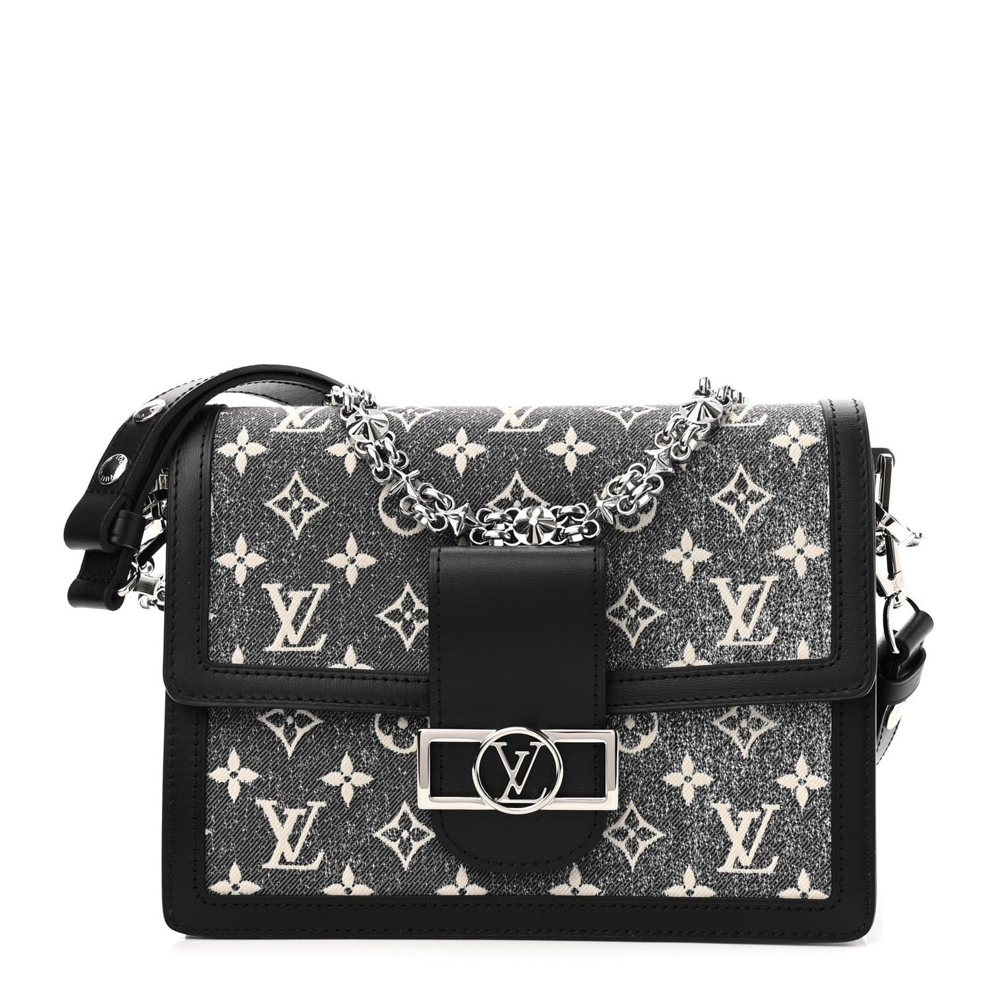 Denim Monogram Jacquard Dauphine MM Black
