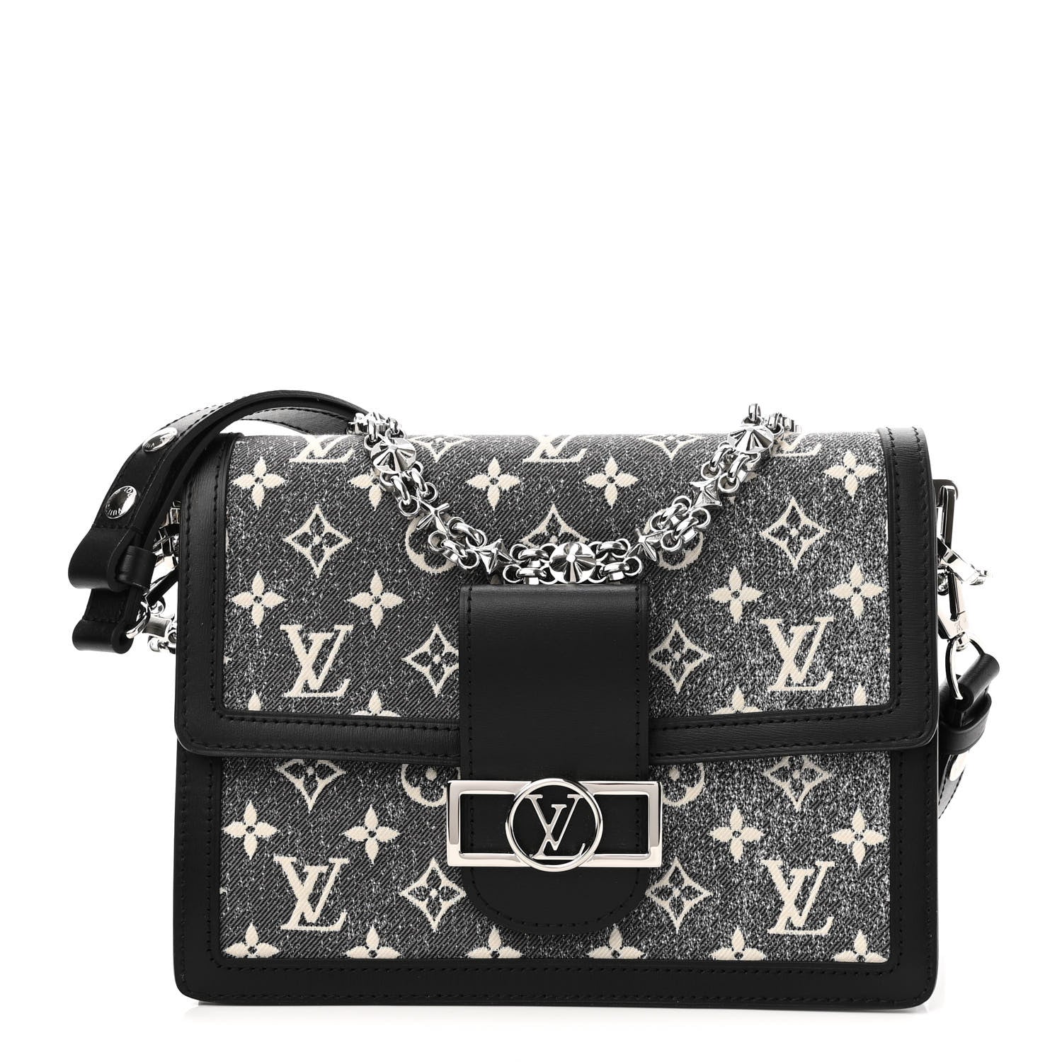 Louis Vuitton Denim Monogram Jacquard Dauphine MM Black 1 of 10
