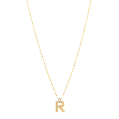Roberto Coin 18K Yellow Gold Diamond Princess Block Letter R Pendant Necklace 1 of 4