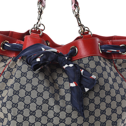Gucci Monogram Large Positano Tote Navy Red 6 of 8