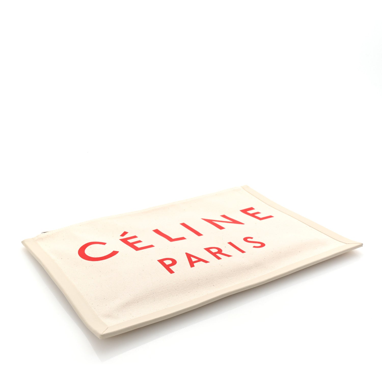 Celine Cotton Canvas Calfskin Made In Large Pouch Red 4 of 8