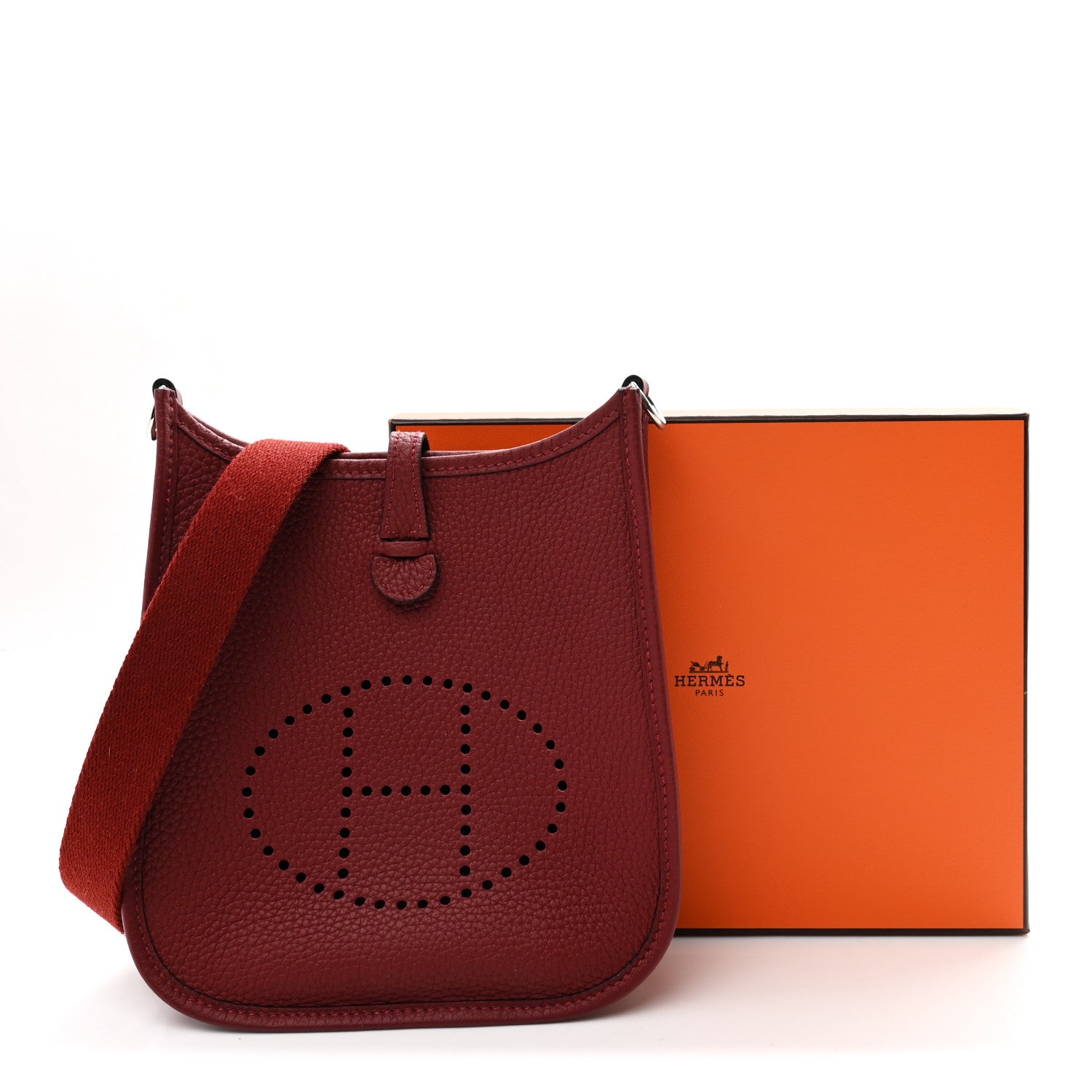 Hermes Taurillon Clemence Evelyne TPM Rouge H 10 of 10