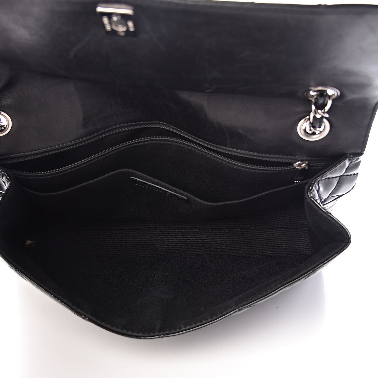Vinyl Quilted In the Business Flap Bag Black