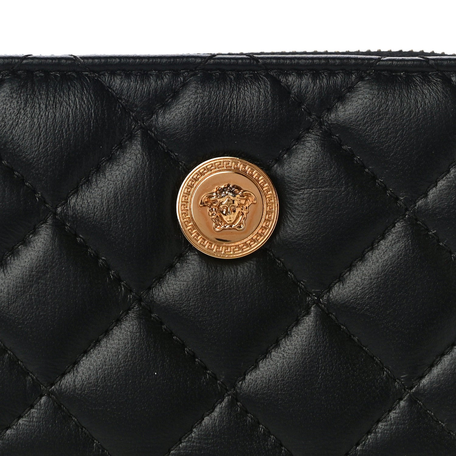 Versace Nappa Quilted Medusa Compact Zip Around Wallet Black 8 of 10