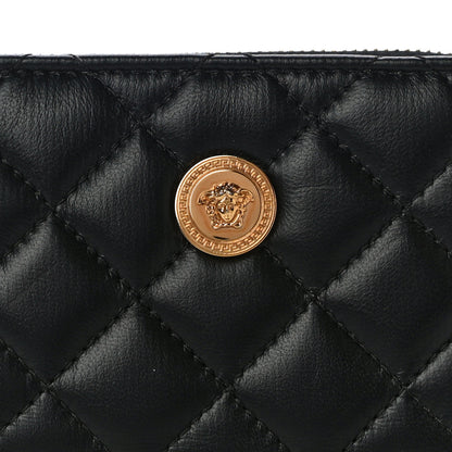Versace Nappa Quilted Medusa Compact Zip Around Wallet Black 8 of 10