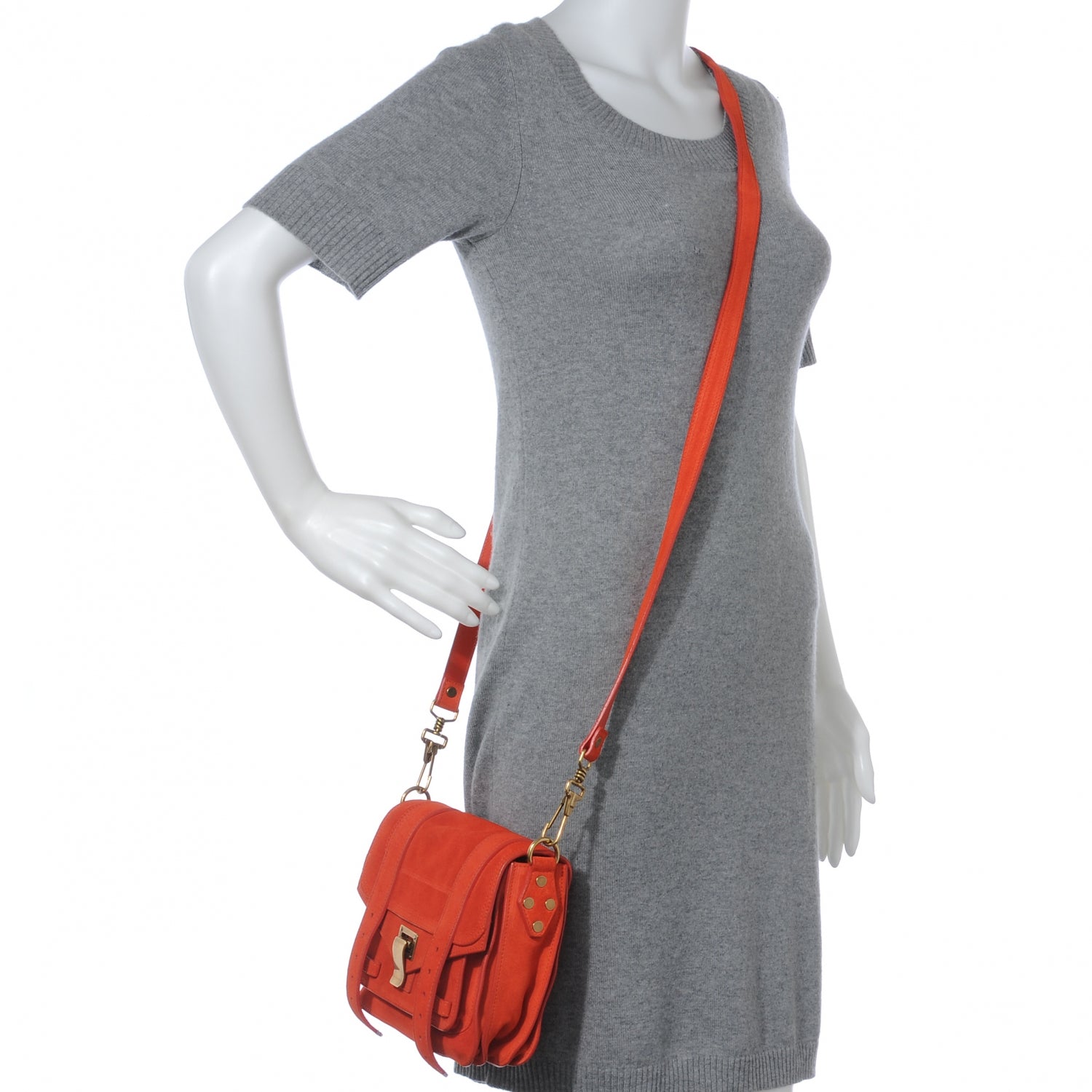 Proenza Schouler Suede PS1 Mini Pouch Messenger Bag Orange 2 of 8