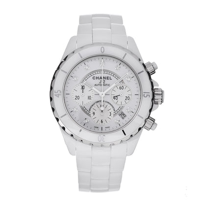 Chanel Stainless Steel Ceramic Diamond 41mm J12 Chronograph Automatic Watch White 1 of 6