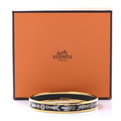 Hermes Enamel Printed Narrow Dreamcatchers Bracelet 70 Black 5 of 5