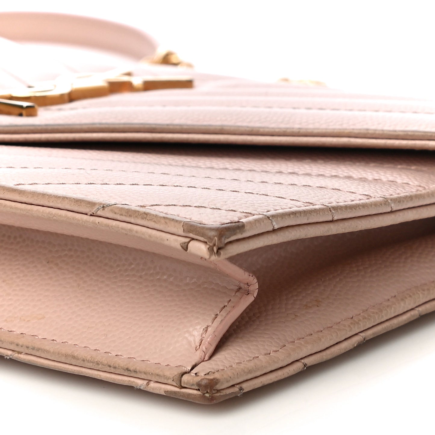 Grain De Poudre Matelasse Chevron Monogram Envelope Chain Wallet Nude Powder