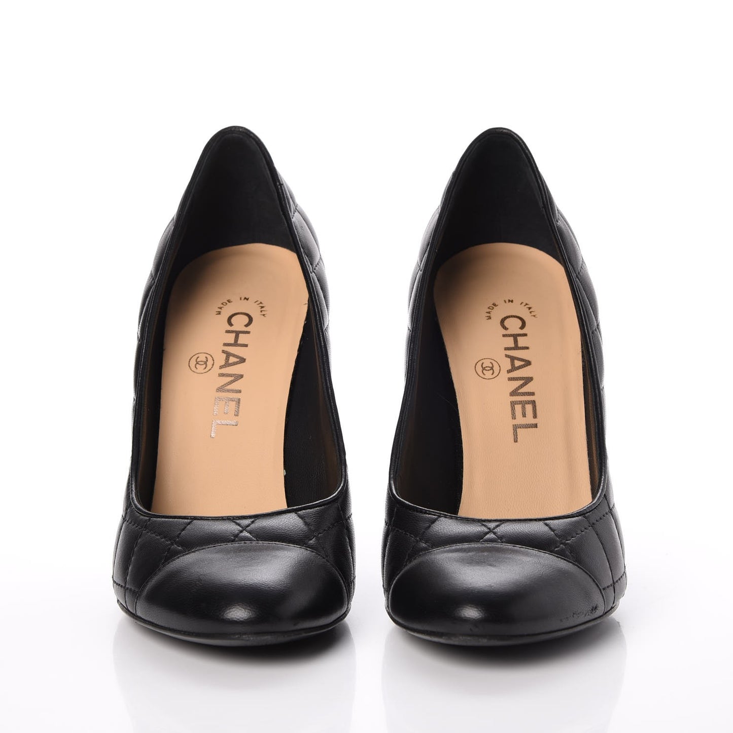 Lambskin Quilted Cap Toe Pumps 37.5 Black