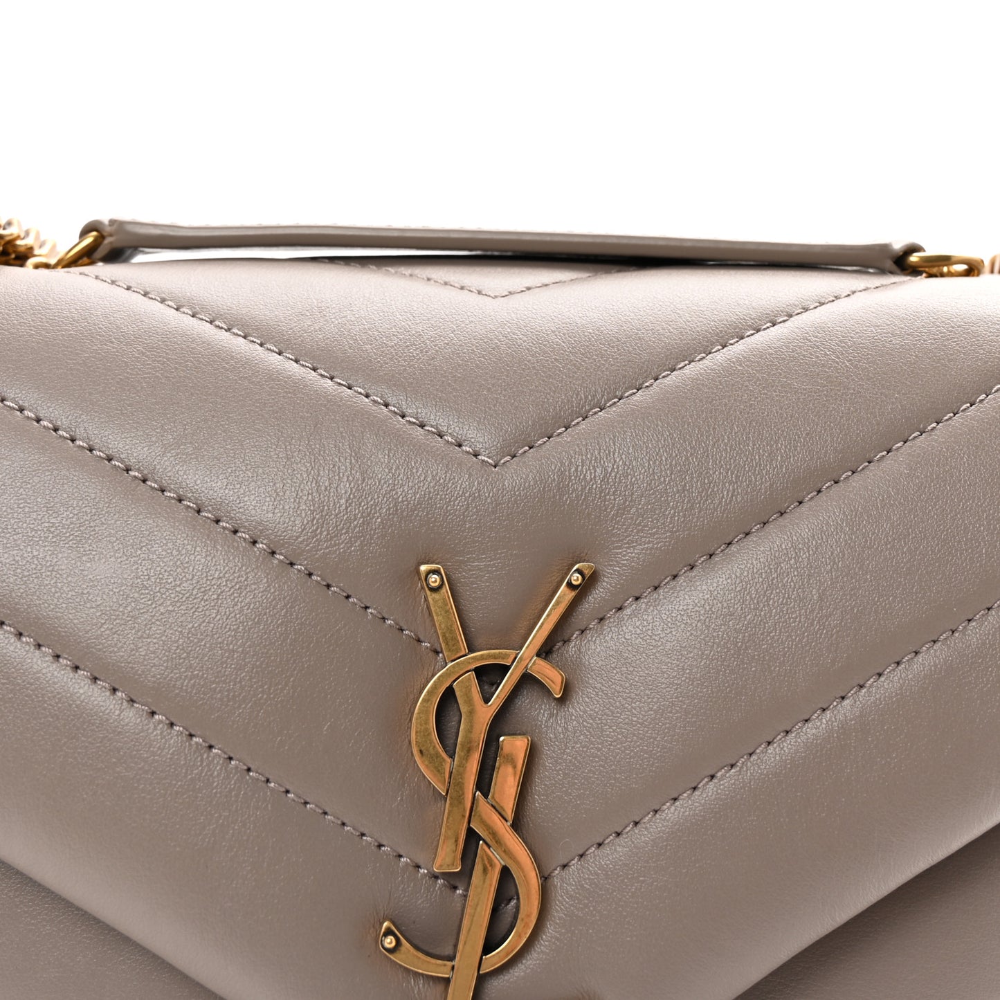 Calfskin Y Quilted Monogram Small Loulou Chain Satchel Taupe