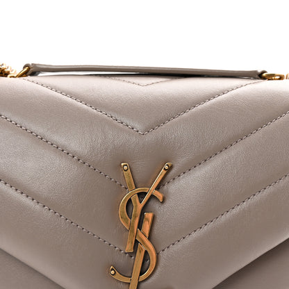 Saint Laurent Calfskin Y Quilted Monogram Small Loulou Chain Satchel Taupe 7 of 9