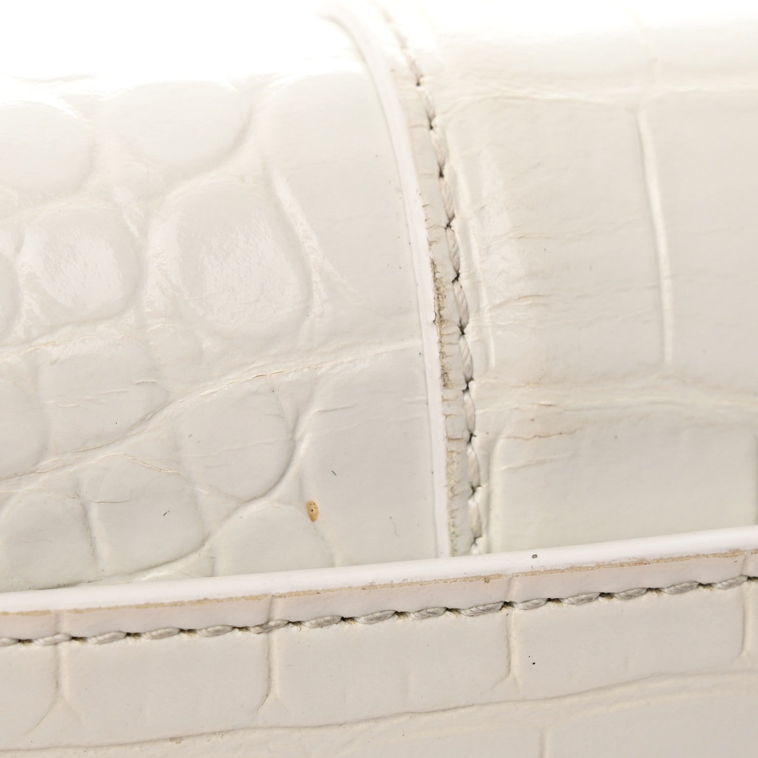 Balenciaga Shiny Calfskin Crocodile Embossed Hourglass Chain Bag White 24 of 26