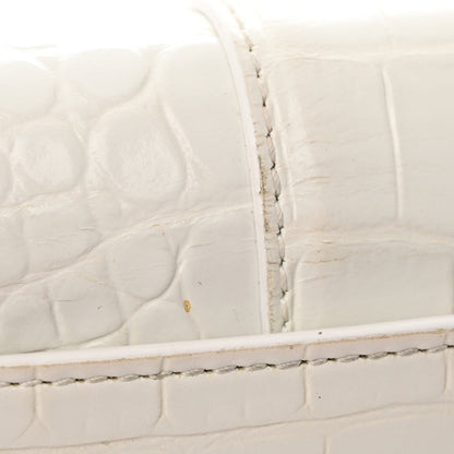 Balenciaga Shiny Calfskin Crocodile Embossed Hourglass Chain Bag White 24 of 26