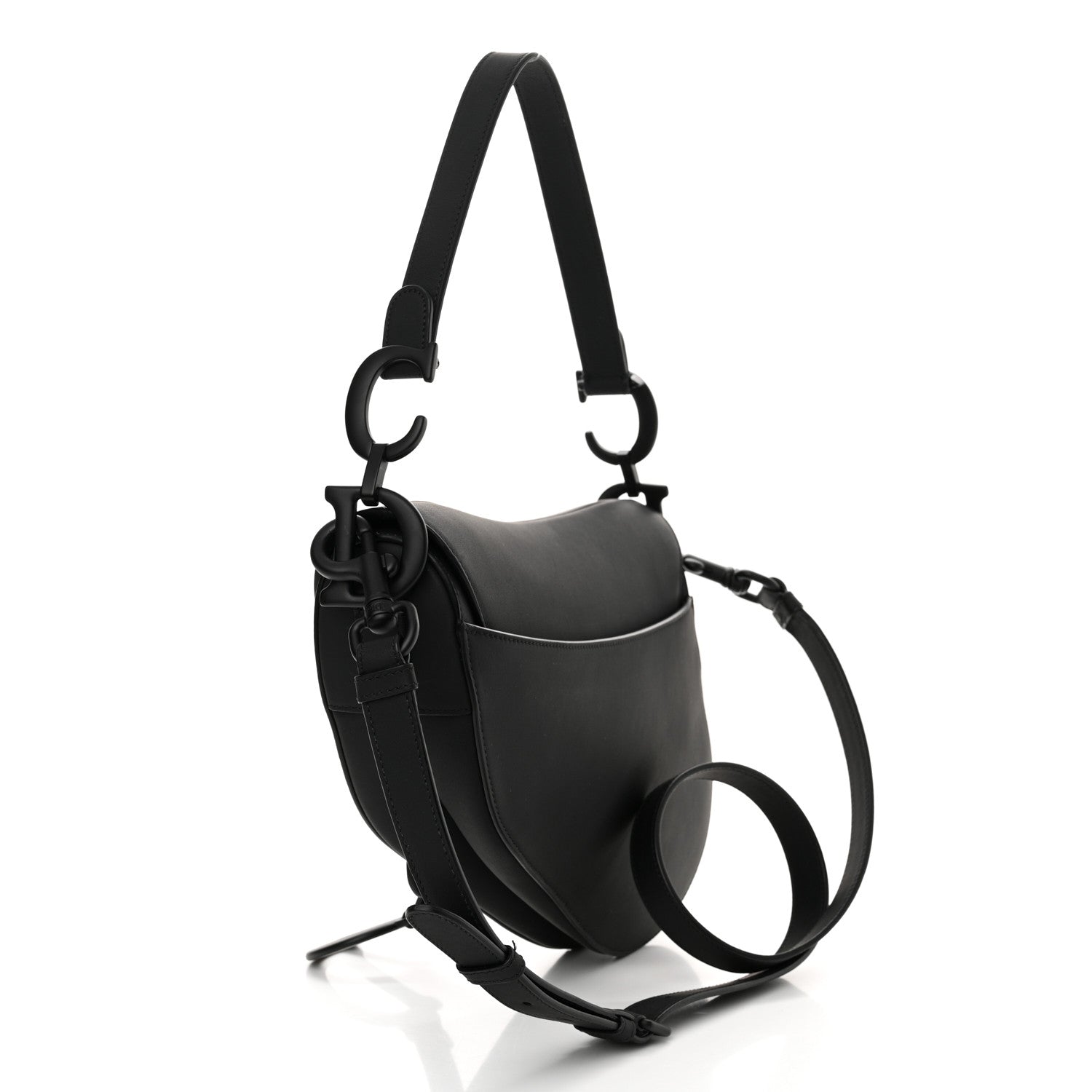 Christian Dior Ultra Matte Calfskin Saddle Bag With Strap Black Black 3 of 11