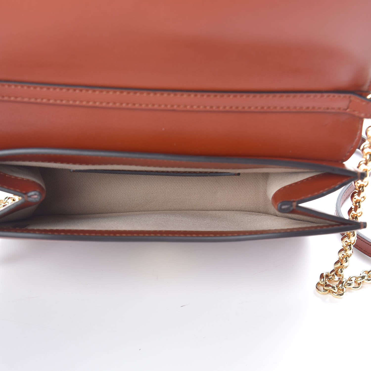 Chloe Calfskin Suede C Clutch With Chain Sepia Brown 5 of 11