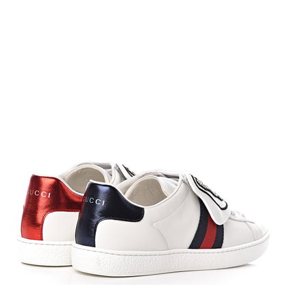 Gucci Calfskin Sequins Web Cat Womens Ace Sneakers 40 White 4 of 10