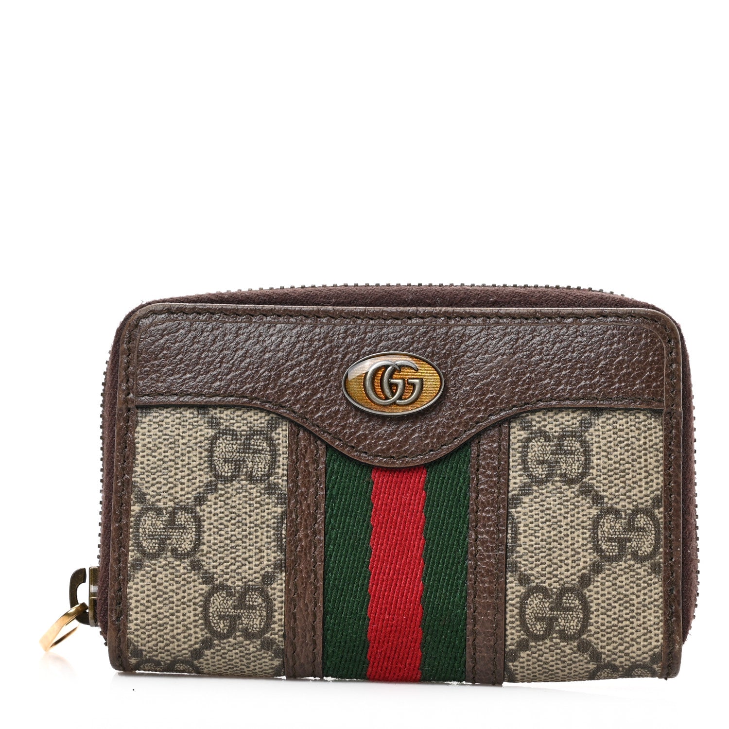 Gucci GG Supreme Web Ophidia Zip Around Card Case Brown 1 of 6