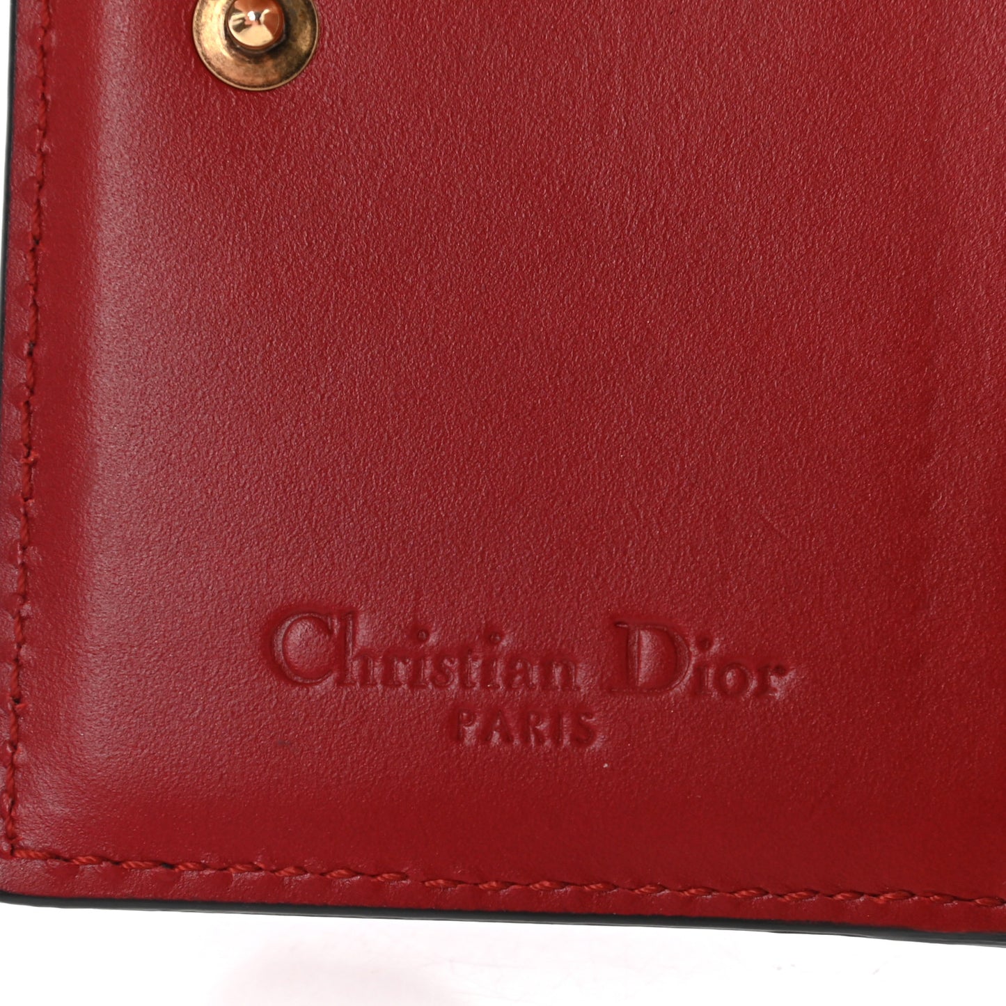 Lambskin Cannage Studded Lady Dior Card Holder Deep Red