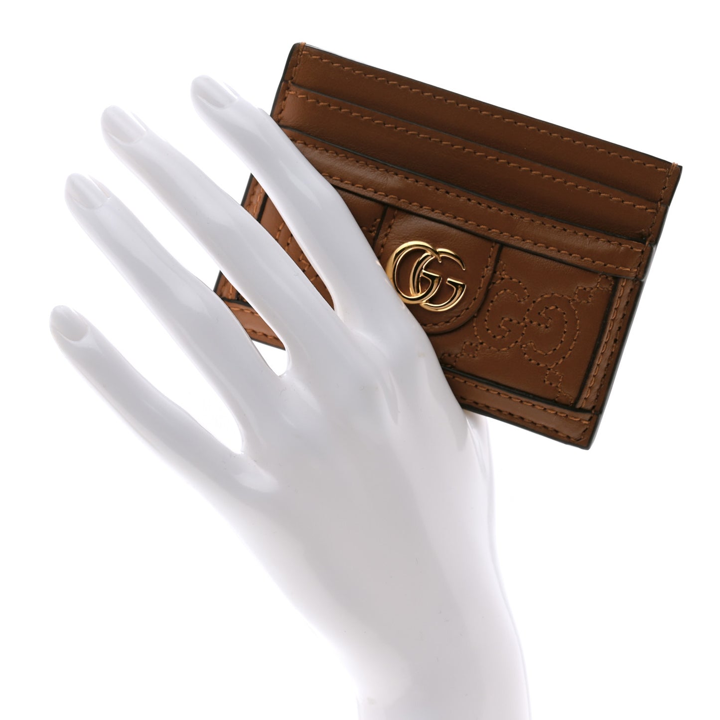 Calfskin GG Matelasse Card Holder Cuir