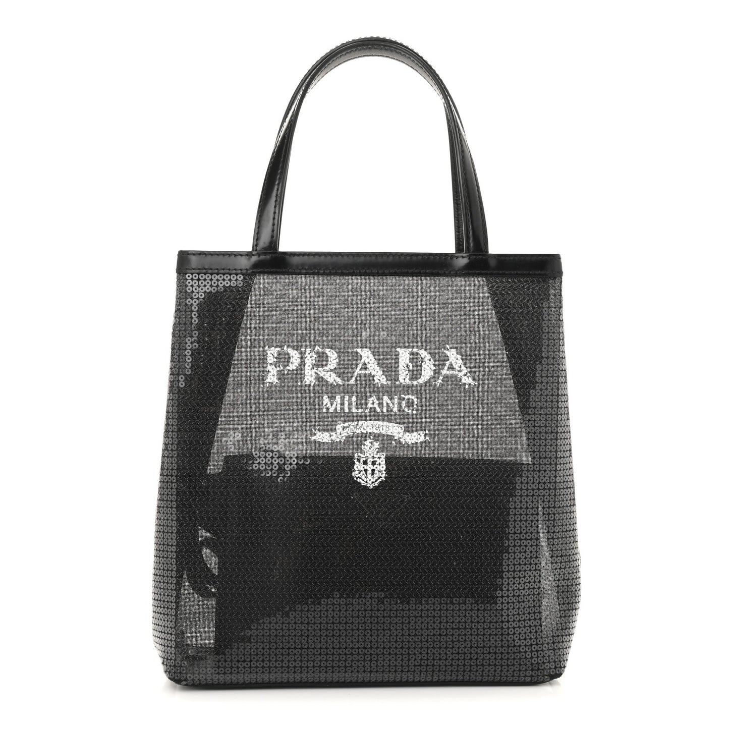 Sequin Rete Paillettes Small Tote Bag Black