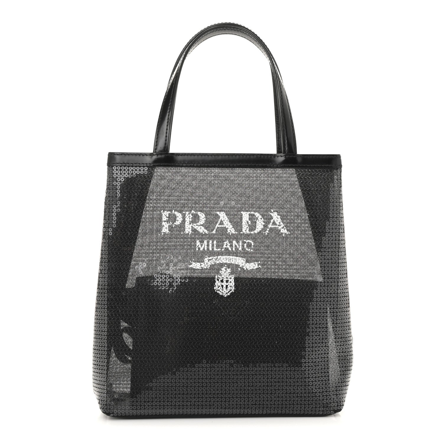 Prada Sequin Rete Paillettes Small Tote Bag Black 1 of 15