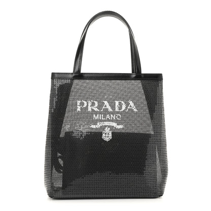 Prada Sequin Rete Paillettes Small Tote Bag Black 1 of 15