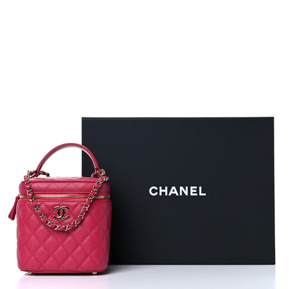 Chanel Caviar Quilted Small Top Handle Vanity Case With Chain Dark Pink 11 of 11