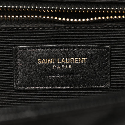 Saint Laurent Grain De Poudre Matelasse Chevron Large Monogram Satchel Black 6 of 10